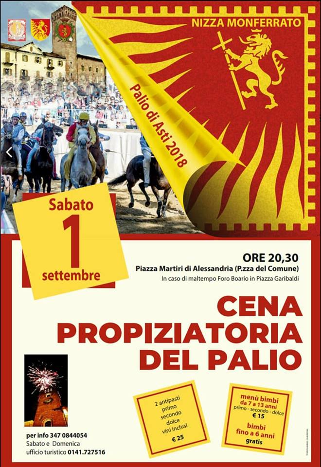 Palio di Asti, Nizza Monferrato: 01/09 “Cena Propiziatoria”