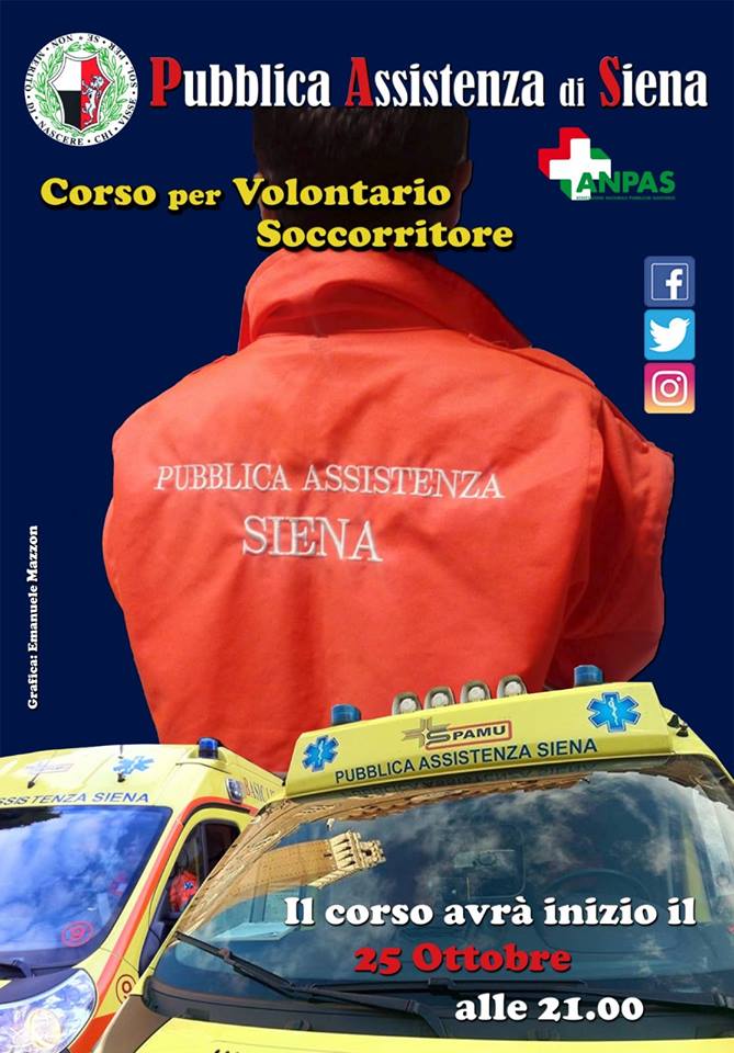 Siena: Pubblica Assistenza, dal 25/10 Corso per Volontario Soccorritore