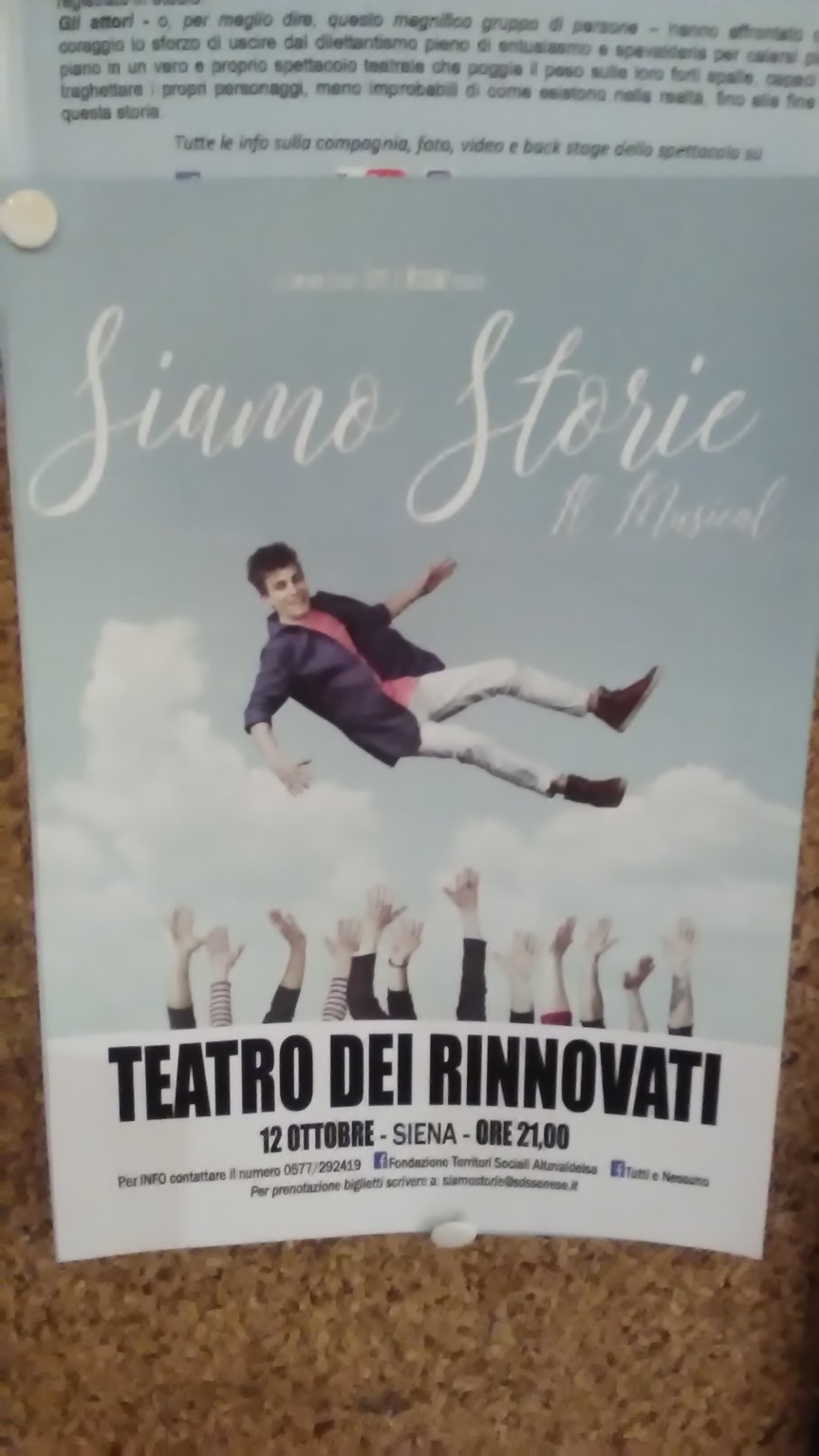 Siena: 12/10 al Teatro dei Rinnovati ” Siamo Storie il Musical”