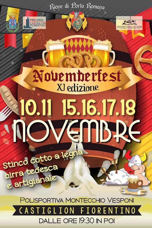 Palio di Castiglion Fiorentino, Rione Porta Romana: 10-11-15-16-17-18/11 NovemberFest 2018