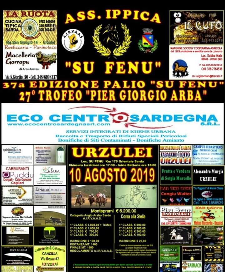 Palii Airvaas, Urzulei: 10/08 37 Edizione Palio “Su Fenu” e 27 Trofeo “Pier Giorgio Arba”