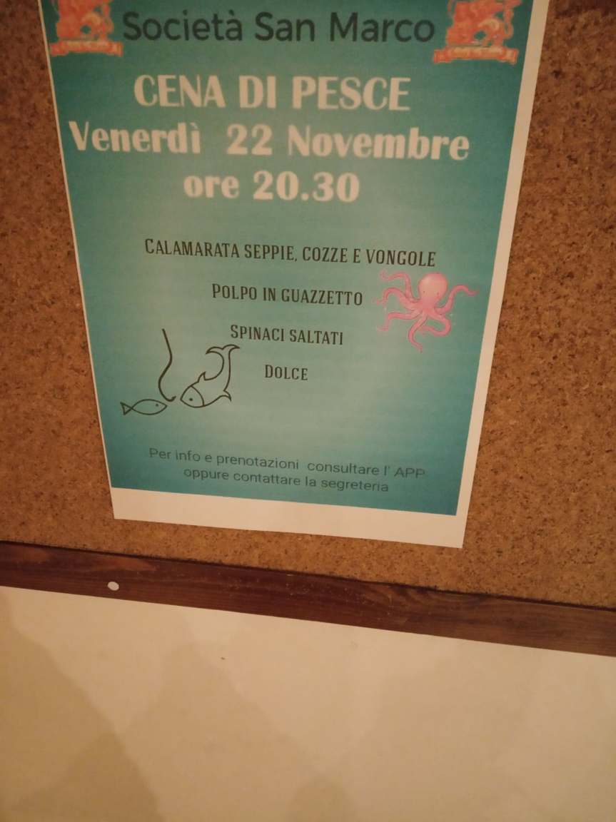 Siena, Società San Marco: 22/11 Cena di Pesce