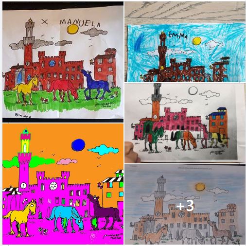 Siena: I bambini colorano la Piazza del Campo con i cavalli