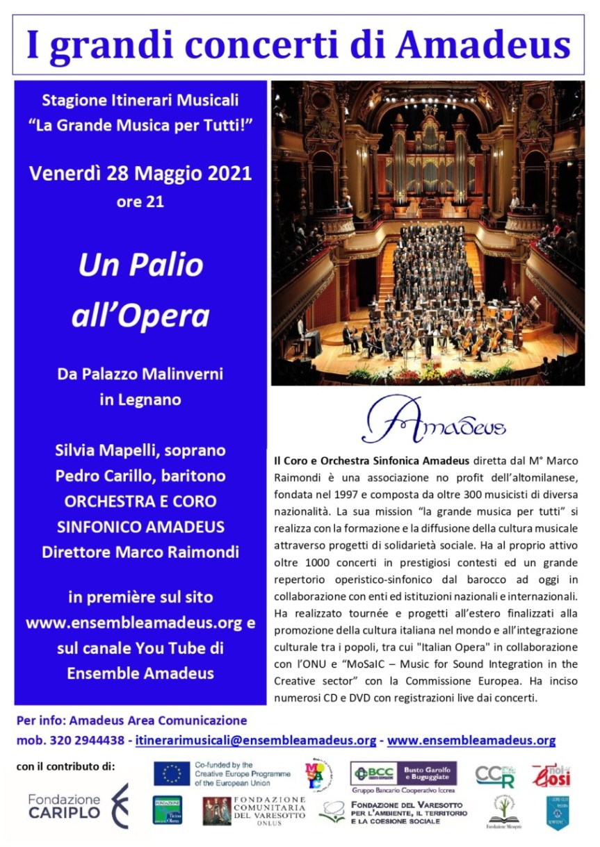 Palio di legnano: “Un Palio all’Opera”, l’orchestra Amadeus omaggia Legnano