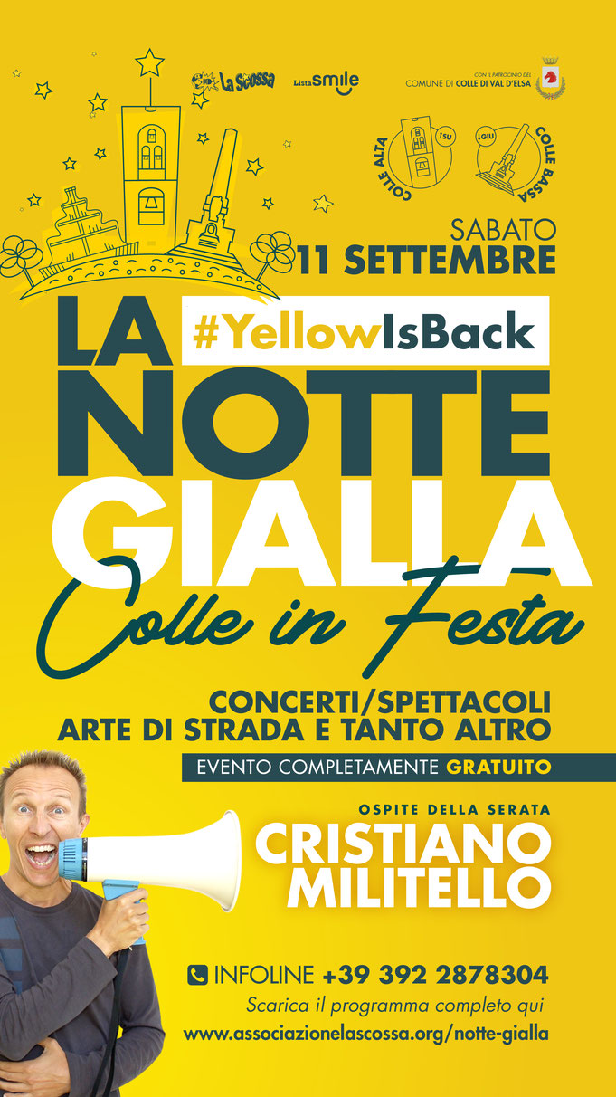 Provincia di Siena: 11/09 a Colle Val d’Elsa la Notte Gialla 2021