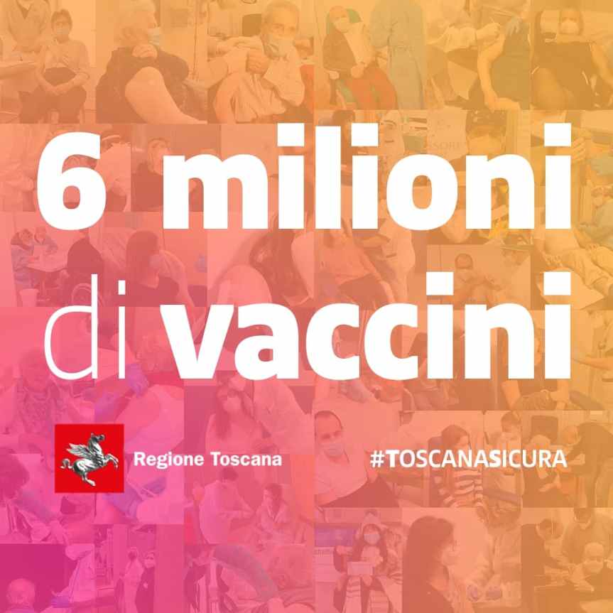 Toscana: Raggiunta la quota di 6 milini di vaccini anti Covid inoculati