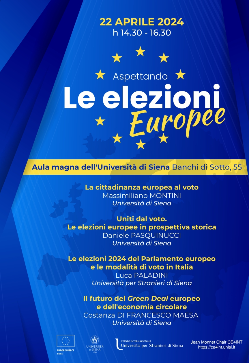 Siena: “Aspettando le elezioni europee”, domani 22/04 in Rettorato incontro sulla prossima tornata elettorale