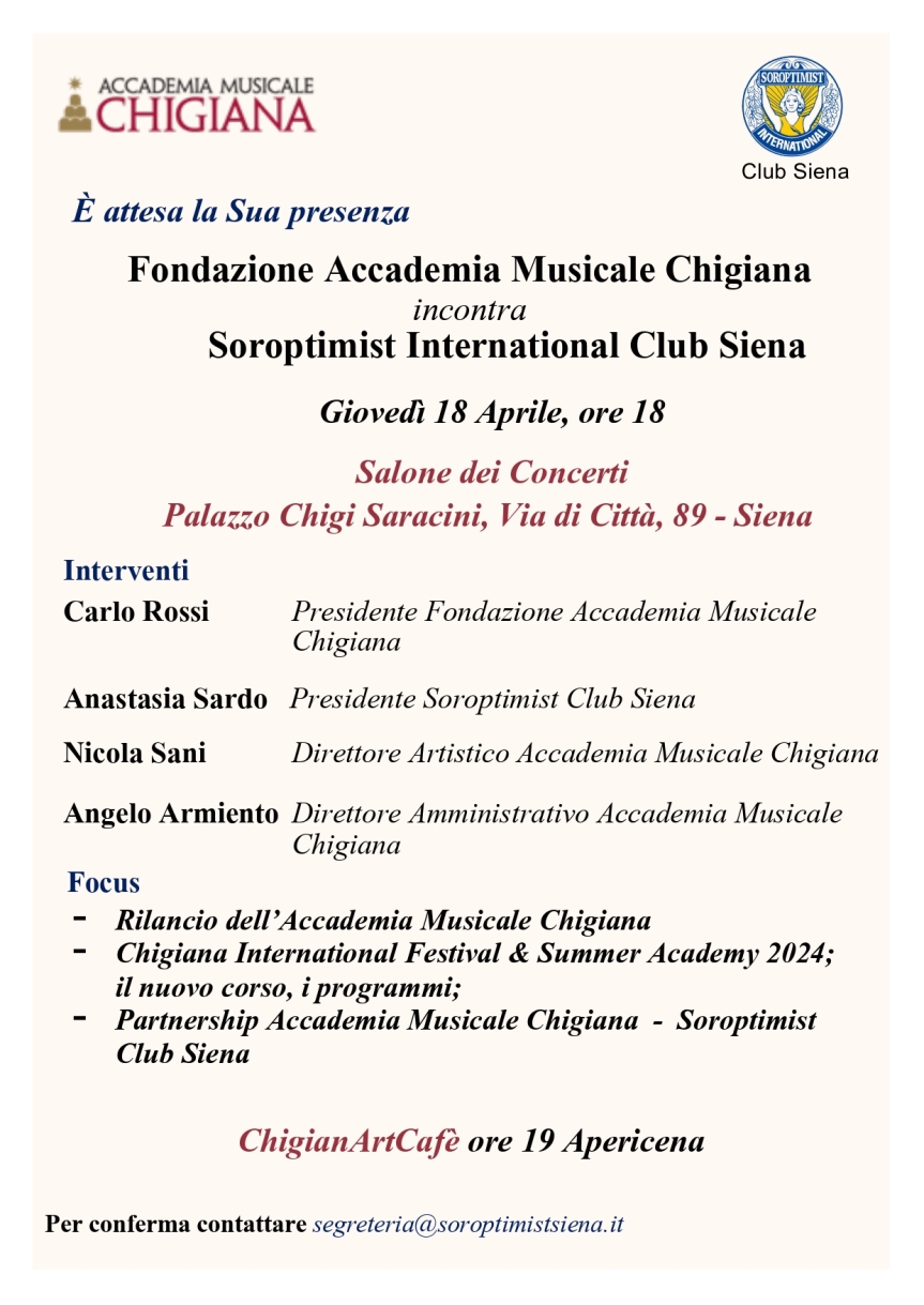 Siena: Chigiana e Soroptimist presentano le borse di studio per l’alta formazione musicale delle allieve