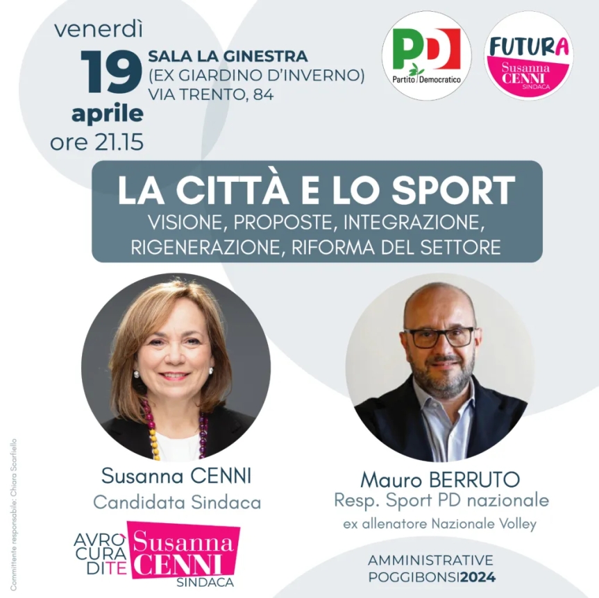 Provincia di Siena, La città dello sport: Susanna Cenni e Mauro Berruto incontrano le associazioni di Poggibonsi