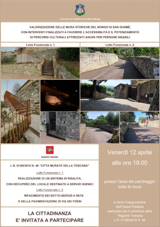 Provincia di Siena: A San Gusmè l’inaugurazione dei lavori realizzati con il Bando Città Murate